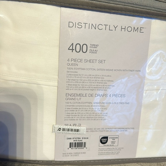 400 Thread-Count Egyptian Cotton Sheet Set. New . Queen - Picture 3 of 4